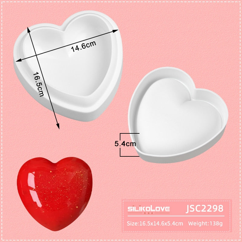 3D Diamond Love Heart Shape Mousse Cake Mold Silicone Pastry Molds for Sponge Mousse French Dessert DIY Bakeware Tools