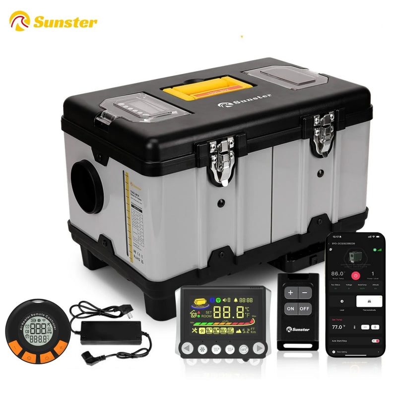 Sunster TB10pro 8KW Portable Diesel Air heater 12V/24V/220V w/Bluetooth APP/Ventiation mode/CO monitoring For Car Home Camper RV