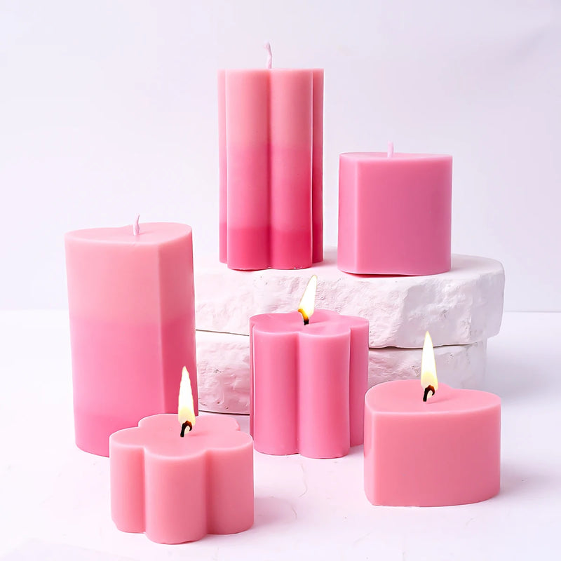 Love Flower Shape Silicone Mold DIY Handmade Multiple Height Scented Candle Setting Epoxy Mould 3D Gypsum Drop Glue Home Deco