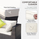 Outsunny 8 Pieces PE Rattan Corner Sofa Set with Thick Cushions, Aluminium Rattan Garden Furniture Set with Glass Top Table