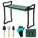 2-in-1 Garden Knee Bench Seat Portable with Tool Pouch Foldable Gardening Stool EVA Pad Ideal Outdoor Gardening and Yard Work