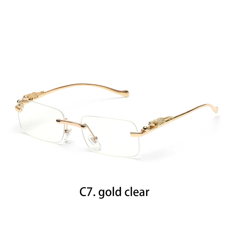 Ruiao rimless sunglasses UV400 fashion square metal glasses for men women designer man's brand sun glasses shades for outdoor