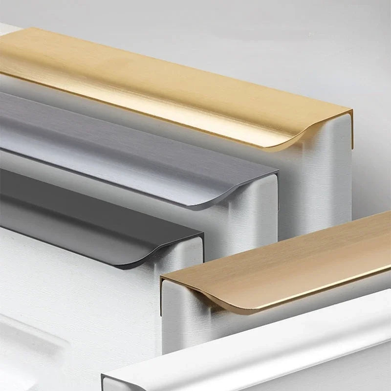 80-1200mm Silver Gold Aluminum Alloy Arc Handle Cabinet Drawer Door Invisible Long Handle handles kitchen black Door Handle