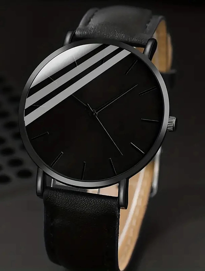 3PCS Simple scale Rhinestone men's quartz watch with Wallet Swivel Pen office set selected gift