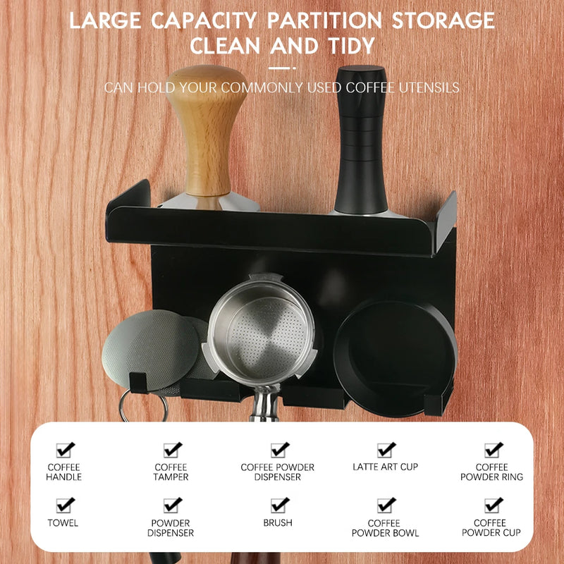 Coffee Tamping Station All in One Coffee Tools Holder Coffee Tamping Station Hammer Hanger Storage Rack For Home Restaurant Cafe
