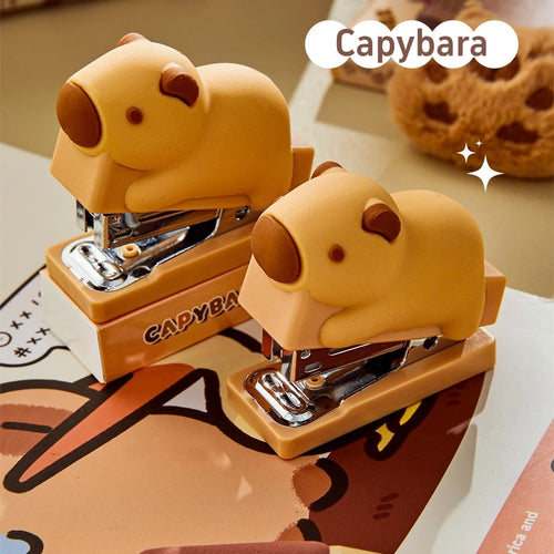 Mini Capybara Tacker 400 Stk. 24/6 Klammern Set Cartoon Design Tragbarer Hefter Büroheftgeräte F7713
