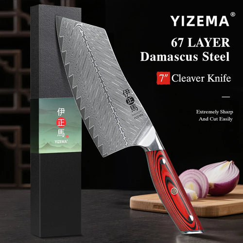 The Kireha | 7-Inch Damascus Steel Kiritsuke Cleaver