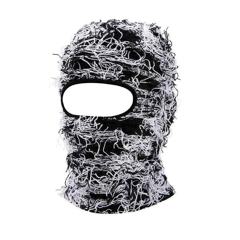 Balaclava Distressed Knitted Full Face Ski Mask for Men Women Beanies Hats Skullies Camouflage Winter Warm Bonnet Windproof Hats