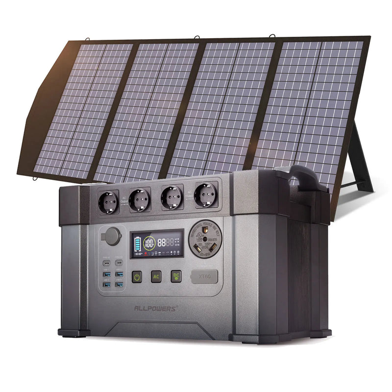 ALLPOWERS S2000 Pro Outdoor Generator 2400W MPPT Portable Power Station with 4X100W  Folable Solar Panels for RV Camping, Home