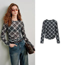 TOYOUTH Women Mesh Printed Sheer T-Shirts 2026 Spring New Trendy Niche Waist-Cinched American Y2K Crop Tops