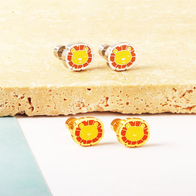 LUXUSTEEL Lovely Coloful Animal Stud Earrings For Girls Stainless Steel Anti-allergy Rabbit Penguin Dog BFF Jewelry Gifts