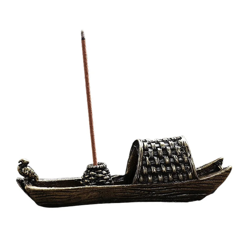 Dragon Boat Incense Stick Holder Burner Hand Carved Carving Censer Ornaments Retro Incense Burners Traditional Design WJ916