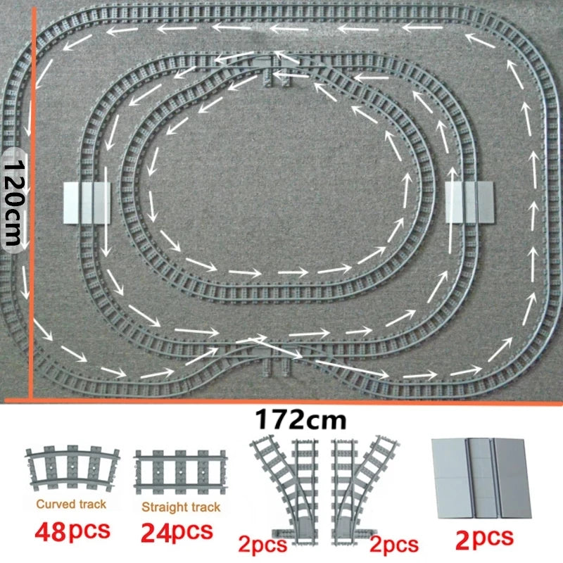 City Trains Train Track Rail Bricks Model  Toy Soft Track& Cruved& Straight for Kids Gift Compatible All Brands Railway Leduo