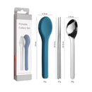 Portable Stainless Steel Cutlery Set, Suitable for Work, School, Picnic, Camping, Travel, Reusable Silicone Portable Cutlery Set