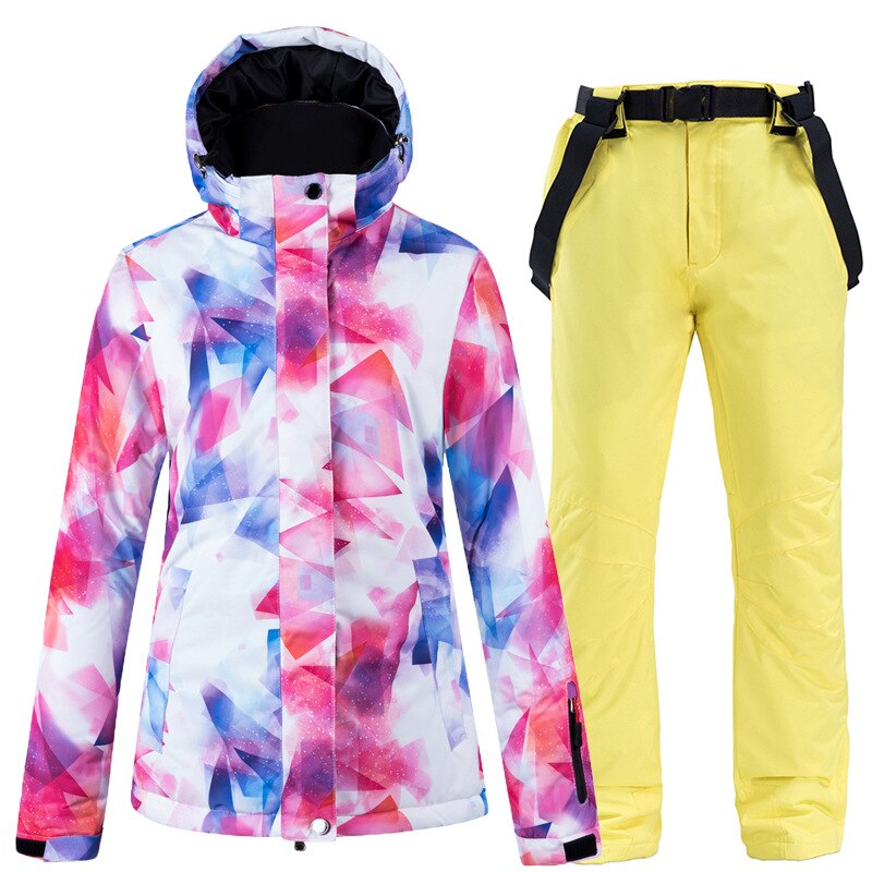 New Warm Colorful Ski Suit Women Waterproof Windproof Skiing and Snowboarding Jacket Pants Set Female Outdoor Snow Costumes