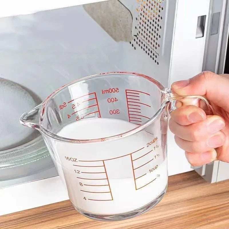 500ml/1000ml Glass Measuring Cup High Temperature Resistant Baking Tool Glass Measuring Cup Jug with Scale Clear Milk Cup