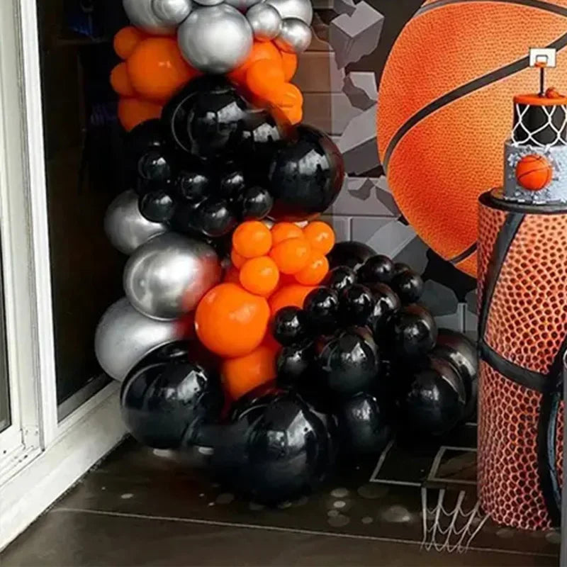 77pcs Basketball Theme Black Orange Balloon Garland Arch Kit Wedding Birthday Retirement Party Decor Baby Shower Latex Ballon