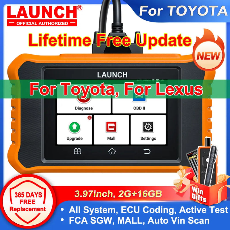 LAUNCH X-431 Creader Elite V2.0 For Toyota For Lexus All System Car Diagnostic Tool ECU Coding Active Test OBD2 Lifetime Free