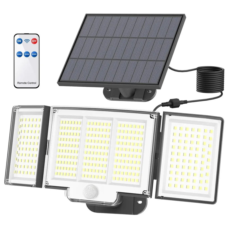 348LED Outdoor Solar Light with Motion Sensor Remote Control IP65 Waterproof for Patio Garage Security Wall Light