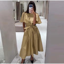The Overcast Line | Belted Trench Midi Dress with Cape Overlay