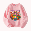 Christmas Kids Crew Neck Sweatshirt with Festive Cartoon Characters for Holiday Fun