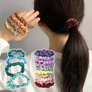 Small Hair Rope Set Ponytail Holder Rubber Bands Silky Satin Scrunchies Solid Color Elastic Hair Bands Clothing Accessories