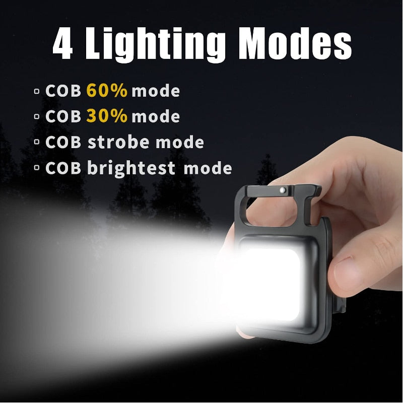 Portable Rechargeable LED Flashlight Keychain Light Torch Lantern 4 Lighting Modes Work Light Camping Light Mini Led Flashlight