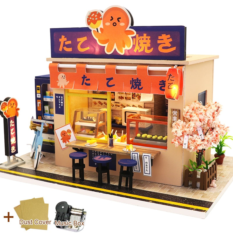 Cutebee Miniature Dollhous Japanese Style Doll House Accessories Furniture Miniatures Building Mini Wooden Roombox Toy Gift