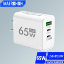 65W GaN USB Fast Charging Type C PD Charger Quick Charge Mobile Phone Power Adapter for iPhone 14 15 Pro Xiaomi Samsung Oneplus