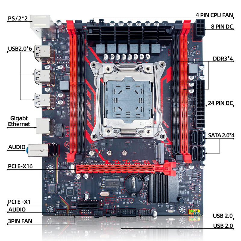 X99-8D3 ZSUS Motherboard Set Kit With Intel LGA2011-3 Xeon E5 2673 V3 CPU DDR3 1*16GB 1600MHZ ECC RAM Memory NVME M.2 SATA