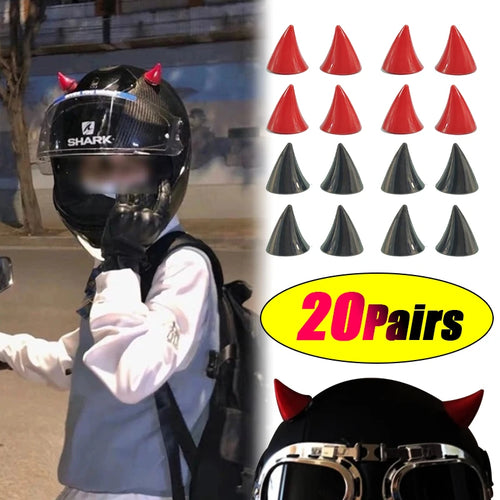 20 Paar E-Bike-Helm-Saugnapf-Dekoration Motorradhelme männliche und weibliche Modelle Teufelshorn-Dekoration