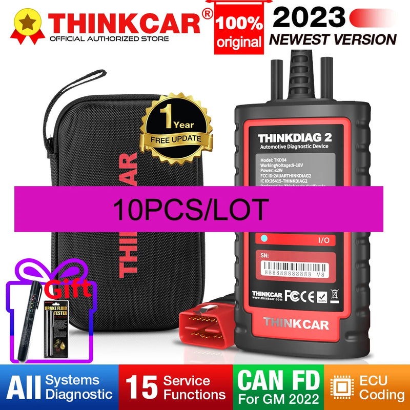 10PCS/lot ThinkDiag 2 All Car Brands CAN FD Protocol Full Software Free Update 16 Reset OBD2 Diagnostic Tool Active Test Scanner