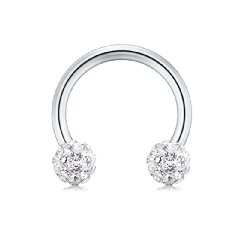1/9PCS 16G Surgical Steel Lip Hoop Ring Crystal Cubic Horseshoe Barbell Tragus Cartilage Earring Helix Daith Septum Piercing