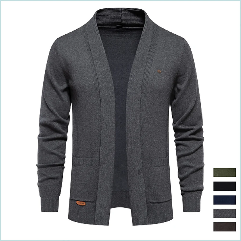 2023 New Winter Cotton Cardigan for Men Quality Mens Sweater Fashion Turn Down Collar Knitted Sweaters for Men
