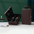 High Quality PU Leather Wine Bottle Box Home Storage Organizer Wine Carrying Holder Leather Box Red Wine Gift Box with Wine Set