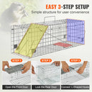 VEVOR Live Animal Cage Trap Humane Cat Rodent Control Folding with Handle for Rabbits Stray Cats Squirrels Raccoons Groundhogs