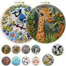 Beginner Embroidery Kit Cow Daisy Flower Embroidery Punch Needle Kit with Hoop Cloth Color Thread Colorful Handmade Craft Set