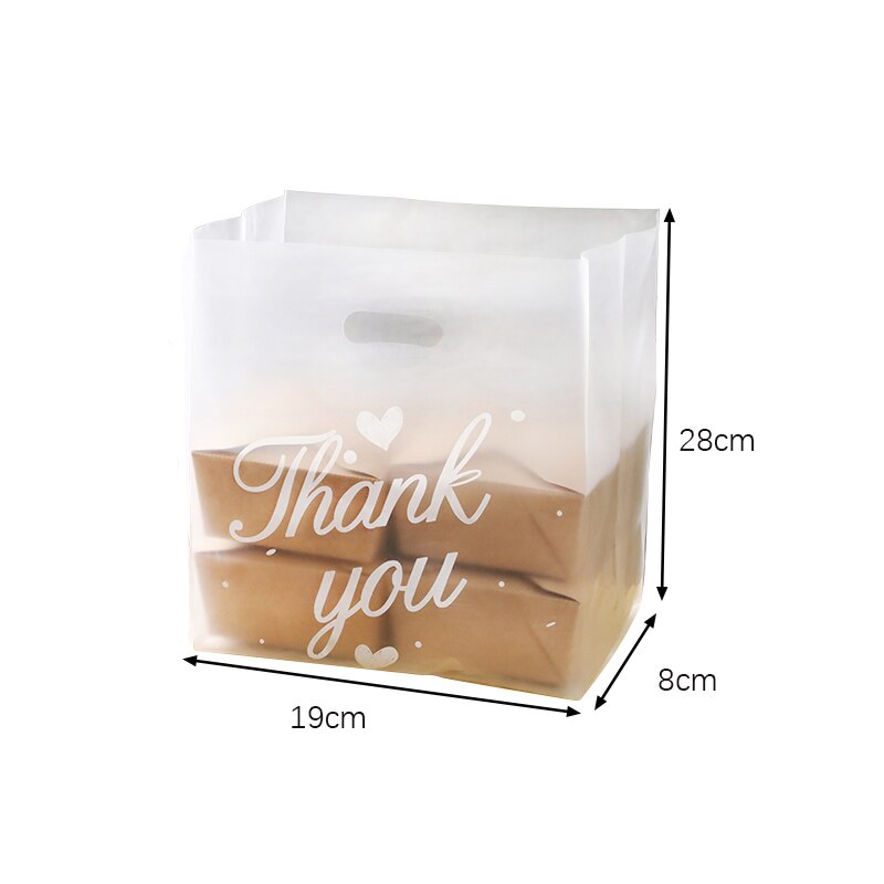 50pcs Thank You Plastic Bags Natal Gift Packaging Bag With Hand Shopping Bag Wedding Party Favor Candy Cake Wrapping Bags