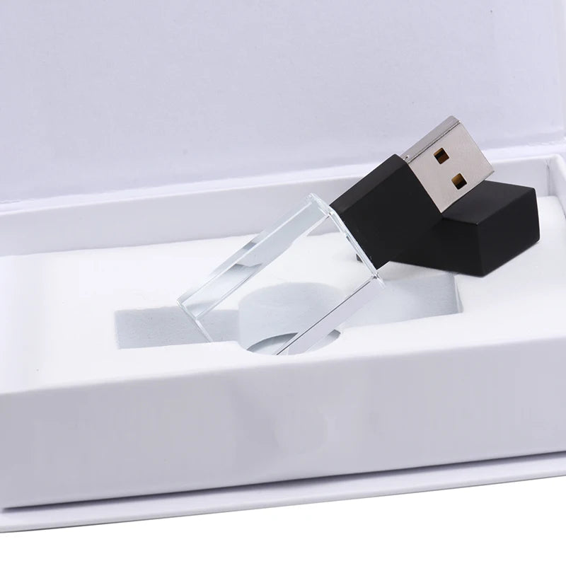 USB 2.0 Flash Drive 128GB Crystal Memory Stick 64GB High Speed Pen Drives 4GB Wedding Gift Pendrive 16GB U Disk 8GB Photography