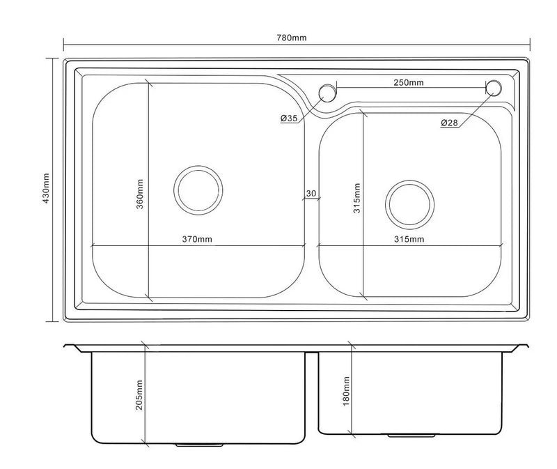 Cuba Gourmet Sink Double Silver Kitchen Stainless Steel C/Accessories Brinovar 78x43