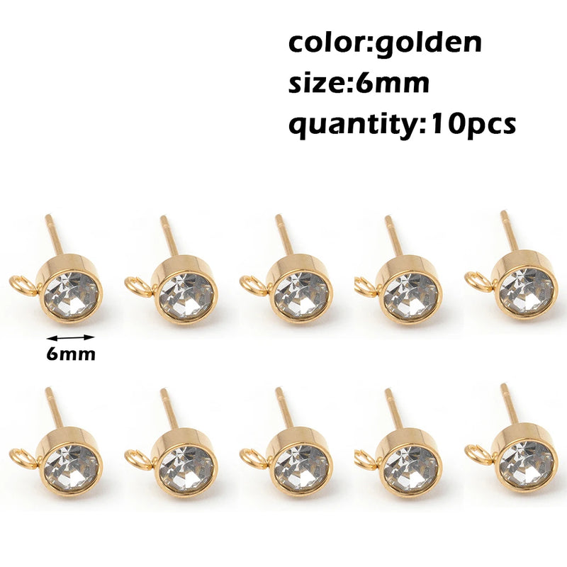 Stainless Steel Round Ball Post Earrings Stud Loops Earring Hooks Earplug  Fit Women DIY Earring Jewelry Making Christmas Craft