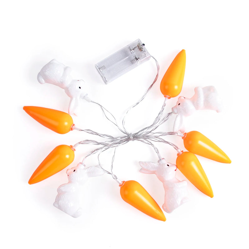 1.5m Easter LED Bunny String Lights for Home Decor Carrot Rabbit Chick Egg Fairy Light Garland Ornament Happy Easter Party Gifts