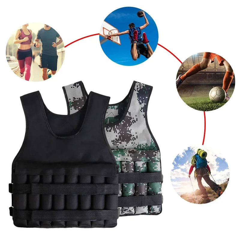 20kg Loading Weighted Vest Adjustable Exercise Training Fitness Jacket Gym Workout Boxing Vest Fitness Running Sand Waistcoat