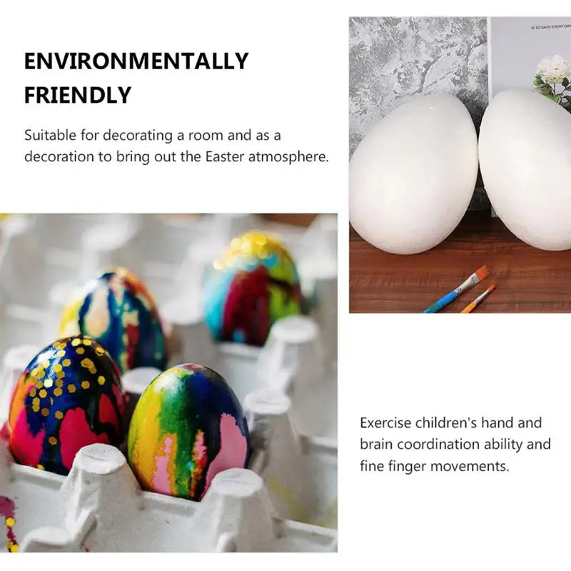 2/3/4 Pcs 15cm 20cm DIY Eggs White Foam Balls Eggs Easter Modeling Shapes Egg Ornaments Kids Painting Party Decorations