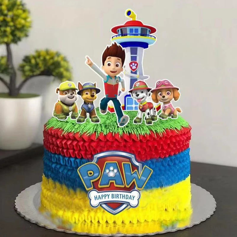 Paw Patrol Cartoon Baking Cake Decoration Set Children Birthday Party Plug-in Supplies Kids Cup Cakes Card Parties Cake Inserts