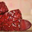 NEW Casual Knitted cowhide Belt Luxury Genuine Leather Western Style for Dress BL335