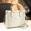 Brand Genuine Leather Real Bamboo Women's Bag Crocodile Pattern Handbag Portable Tote Bag Mom Tide Shoulder Messenger Bags