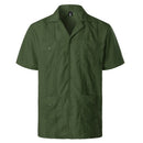 Herren Traditionelles Kubanisches Camp-Collar Guayabera Hemd Kurzarm Besticktes Mexikanisches Karibik-Stil Strandhemd mit 4 Taschen