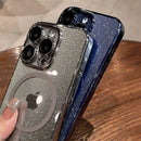 Luxury Plating For Magsafe Magnetic Wireless Charge Case For iPhone 15 14 Plus 13 12 Pro Max 11 Clear Glitter Hard PC Thin Cover