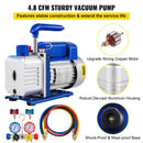 VEVOR Vacuum Pump 4.8CFM 1/4 HP Single Stage for HVAC Cooling 5PA Manifold Gauge Kit R410A R134A R22 Includes 4-Way Gauge&Hose